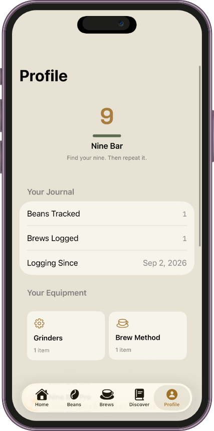 Profile screen showing the new Your Equipment section